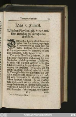 Das 8. Capitel. Von den Physicalisch-Mechanischen Ursachen der vornehmsten Umstände.