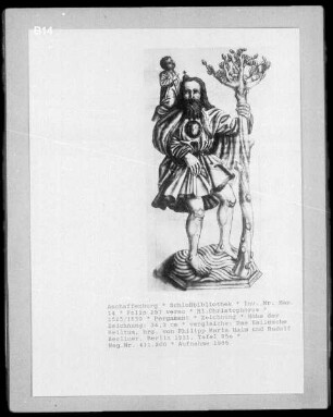 Ms 14, fol 257 v: Heiliger Christophorus, Statue