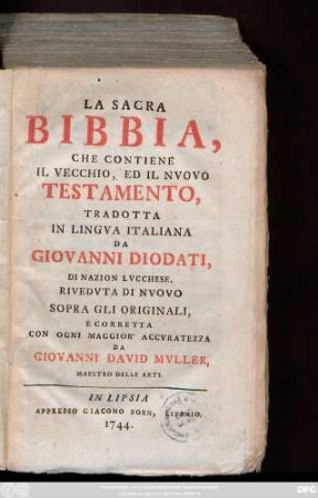 La Sacra Bibbia, Che Contiene Il Vecchio, Ed Il Nvovo Testamento