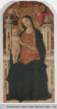 Madonna mit Kind und Engel - Thronende Maria m. Kind, gekrönt von Engeln