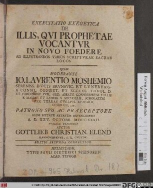 Exercitatio Exegetica De Illis, Qvi Prophetae Vocantvr In Novo Foedere Ad Illvstrandos Varios Scriptvrae Sacrae Locos