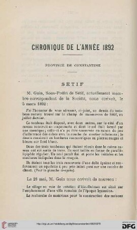 Chronique de l'année 1892