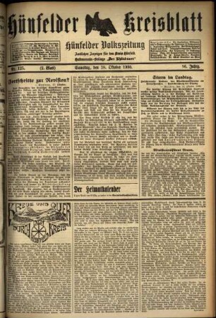 Zweite Ausgabe vom Samstag, den 18. Oktober 1930.