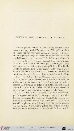 Note sur deux tableaux avignonnais