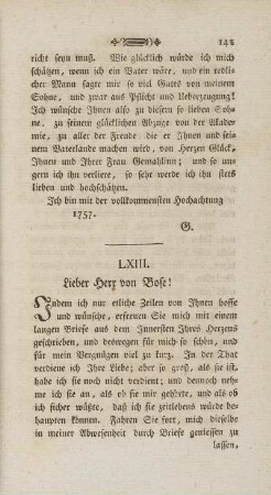 LXIII. Lieber Herr von Bose