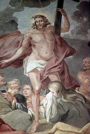 Der auferstandene Christus innerhalb einer Gruppe von Heiligen