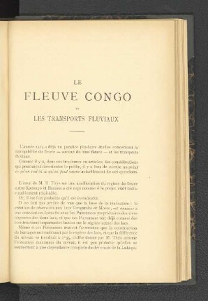 Le Fleuve Congo Et Les Transports Fluviaux.
