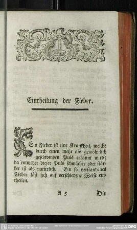 Eintheilung der Fieber