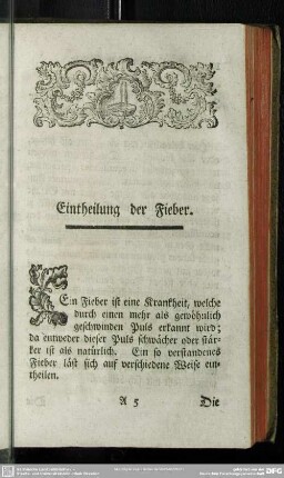 Eintheilung der Fieber