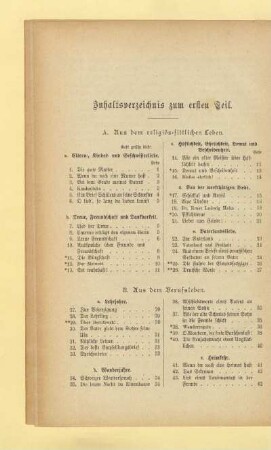 Inhaltsverzeichnis zum ersten Teil