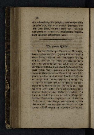 Die freyen Städte.