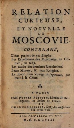Relation curieuse et nouvelle de Moscovie