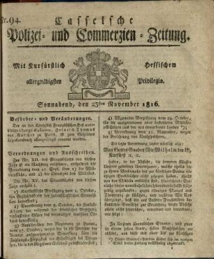 Nr. 94, Sonnabend, den 23sten November 1816