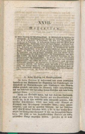 1) Ueber Theilung des Grundeigenthums.