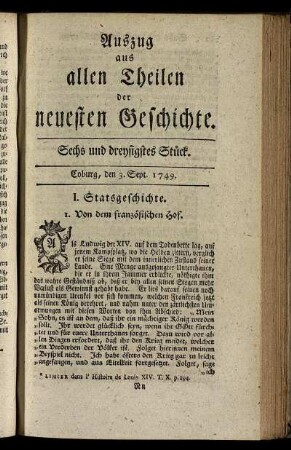 Sechs und dreysigstes Stück. Coburg, den 3. Sept. 1749.