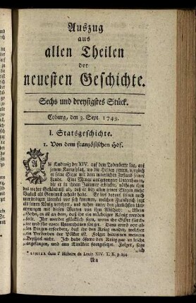 Sechs und dreysigstes Stück. Coburg, den 3. Sept. 1749.