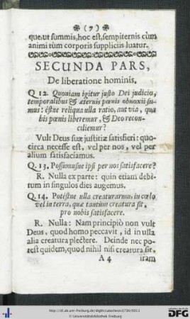 Secunda Pars, De liberatione hominis.