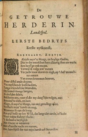 De Getrouwe Herderin : Lantspel ; Met eenige Gedichten Van de zelve