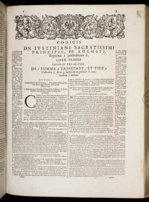 Codicis [...] Liber Primus. De Summa Trinitate [...]