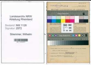 Entnazifizierung Wilhelm Stremmer , geb. 24.05.1916 (Polizist)