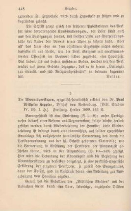 448-451 [Rezension] Keppler, Paul Wilhelm von, Die Adventsperikopen