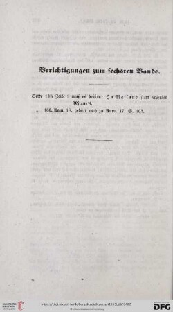 Berichtigungen zum sechsten Bande