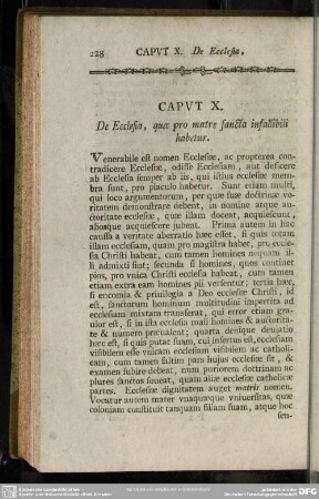 Caput X. De Ecclesia, quae pro matre sancta infallibili habetur