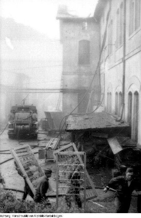 Dresden. Feuerwehr, gemeinsame Brandbekämpfung im Lockwitztal, 1. Juli 1964