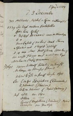 36r-43v, 3. December (1788): 313 Miltiades Bischof v. Rom enthauptet - 1691 Irländer in Brest