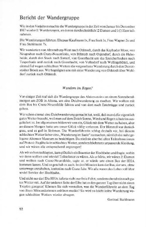 Bericht der Wandergruppe