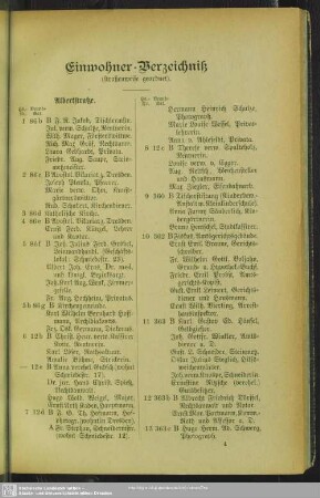 Häuserbuch : Einwohner-Verzeichnis (Straßenweise geordnet)