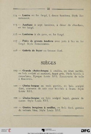 Sièges (Nr. 119-130)