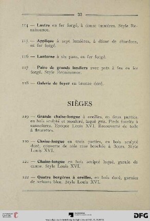 Sièges (Nr. 119-130)