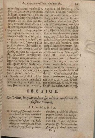 Sectio II. De Ordine, in quarundam specialium causarum discussione servando.