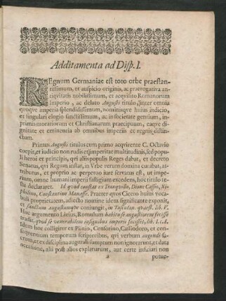 Additamenta ad Disp. I.