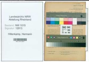 Entnazifizierung Hermann Hillenkamp , geb. 04.03.1901 (Bueroangestellter)