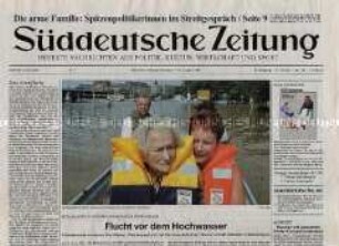 Münchener Tageszeitung "Süddeutsche Zeitung" zur Hochwasserkatastrophe in Sachsen