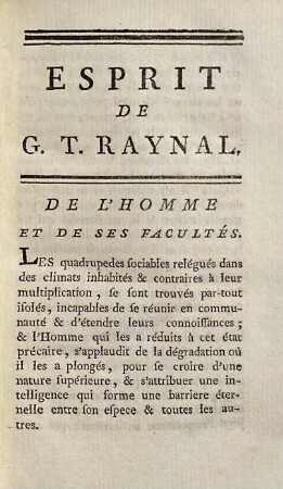 Esprit de Guillaume-Thomas Raynal. 1