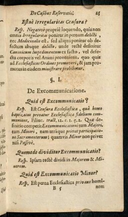 25-43, §. I. De Excommunicatione.