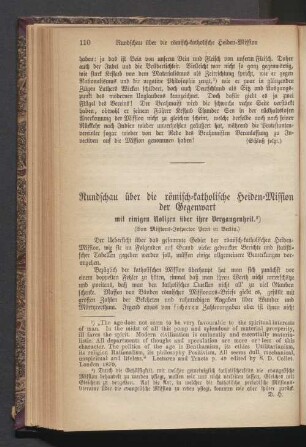 Rundschau über die römisch-Katholische Heiden-Mission der Gegenwart mit einigen Notizen über ihre Vergangeheit