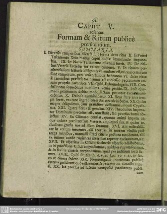 Caput V. referens Formam & Ritum publice poenitentium
