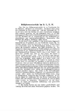 Religionsunterricht im D.L.E.H.