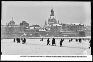 Dresden, Frauenkirche und die vereiste Elbe 1929