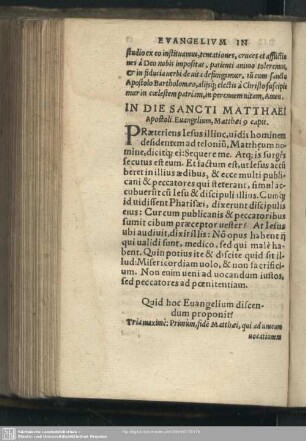 In die S. Matthaei Apostoli, Matthaei 9