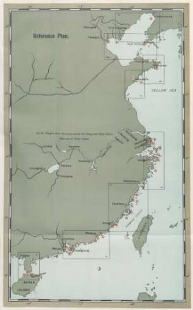 [Chart of China coast, showing position of lights and limits of customs districts]. Reference plan