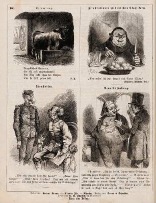 "Erinnerung" "Diensteifer" "Illustrationen zu deutschen Klassikern" "Neue Erfindung"