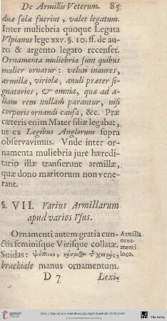 §VII. Varius Armillarum apud varios Vsus