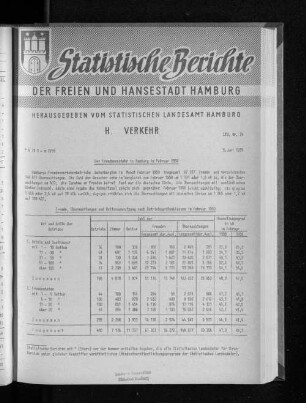 Der Fremdenverkehr in Hamburg im Februar 1959 : Lfd. Nr. 24
