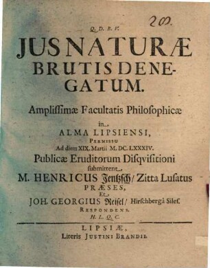 Ius naturae brutis denegatum
