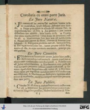 Corollaria ex omni parte Juris.